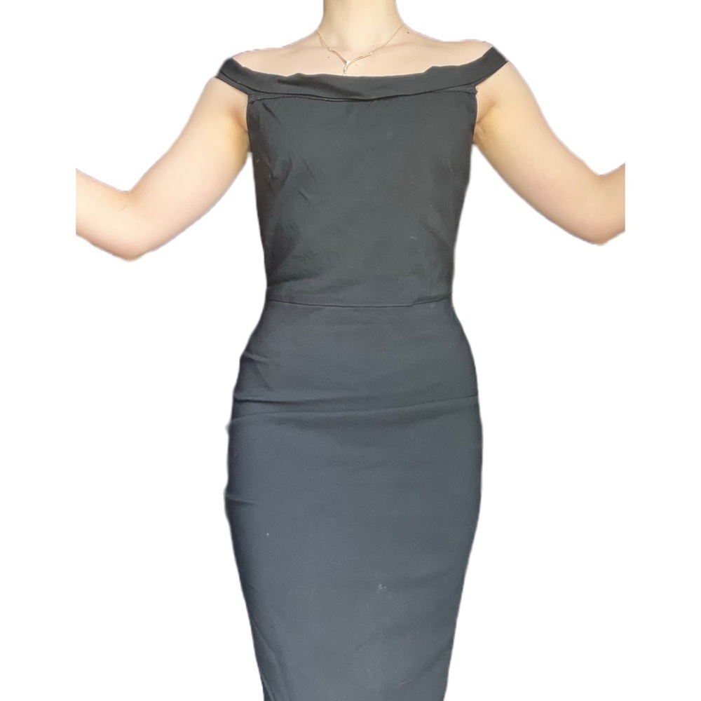Black off the shoulder pencil dress